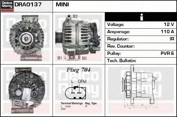 Imagine Generator / Alternator DELCO REMY DRA0137