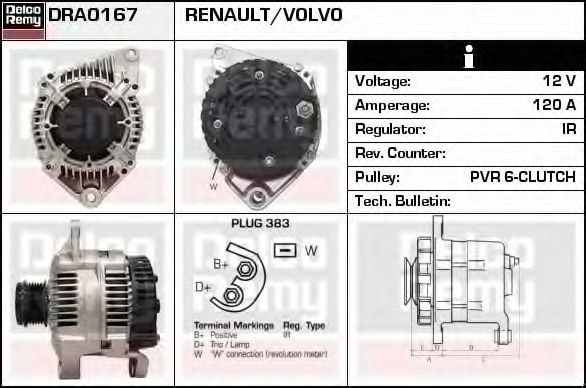 Imagine Generator / Alternator DELCO REMY DRA0167