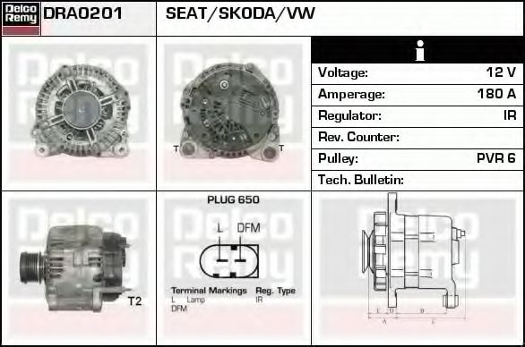 Imagine Generator / Alternator DELCO REMY DRA0201