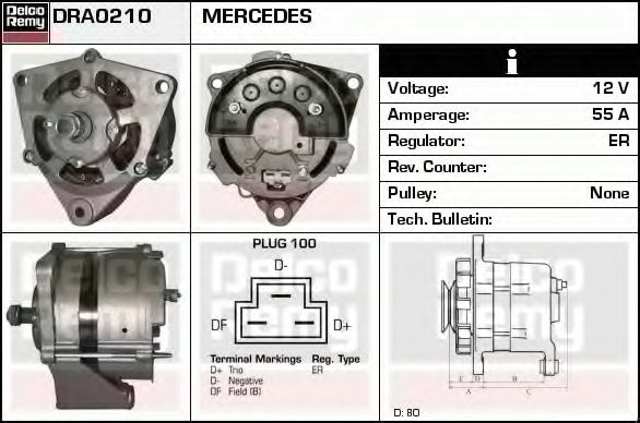 Imagine Generator / Alternator DELCO REMY DRA0210