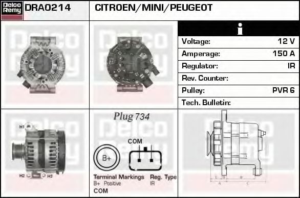 Imagine Generator / Alternator DELCO REMY DRA0214