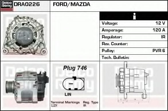 Imagine Generator / Alternator DELCO REMY DRA0226