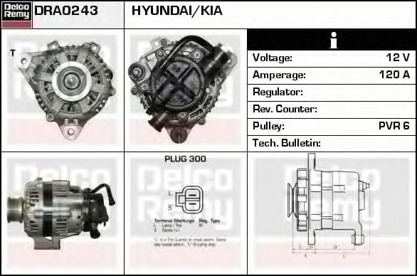 Imagine Generator / Alternator DELCO REMY DRA0243