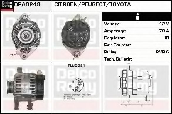 Imagine Generator / Alternator DELCO REMY DRA0248