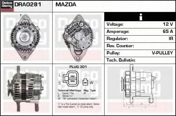 Imagine Generator / Alternator DELCO REMY DRA0281