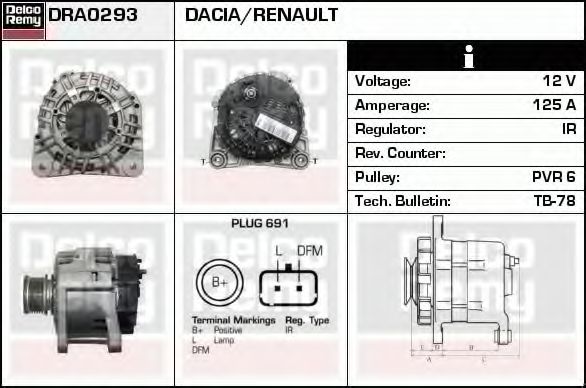 Imagine Generator / Alternator DELCO REMY DRA0293