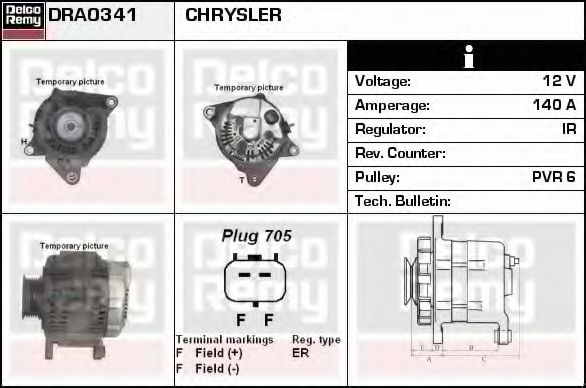 Imagine Generator / Alternator DELCO REMY DRA0341