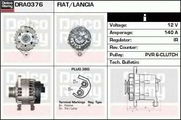 Imagine Generator / Alternator DELCO REMY DRA0376