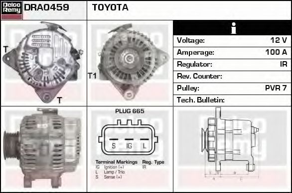 Imagine Generator / Alternator DELCO REMY DRA0459