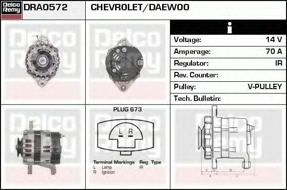 Imagine Generator / Alternator DELCO REMY DRA0572