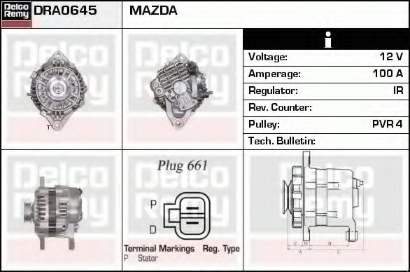 Imagine Generator / Alternator DELCO REMY DRA0645