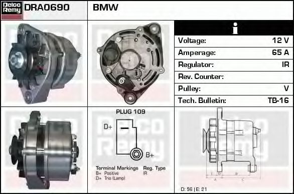 Imagine Generator / Alternator DELCO REMY DRA0690