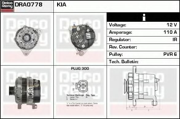 Imagine Generator / Alternator DELCO REMY DRA0778