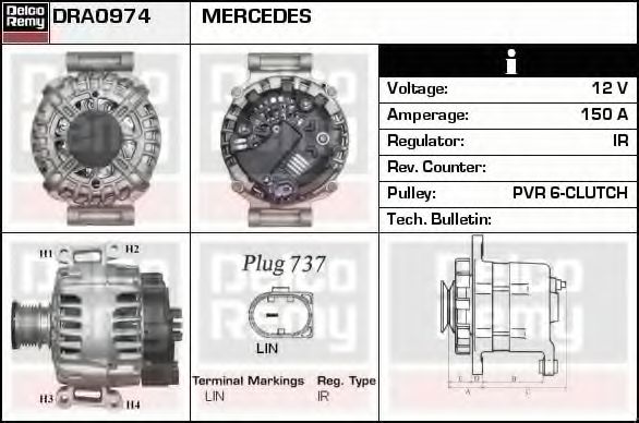 Imagine Generator / Alternator DELCO REMY DRA0974