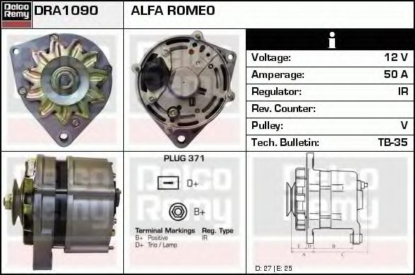 Imagine Generator / Alternator DELCO REMY DRA1090