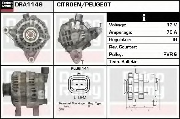 Imagine Generator / Alternator DELCO REMY DRA1149