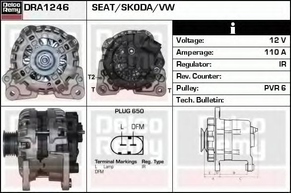 Imagine Generator / Alternator DELCO REMY DRA1246