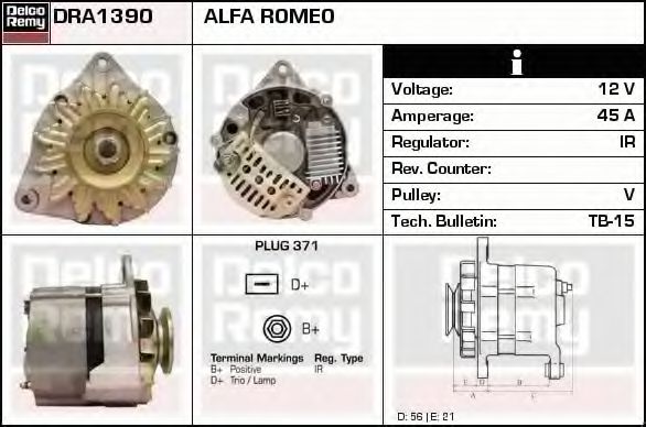 Imagine Generator / Alternator DELCO REMY DRA1390