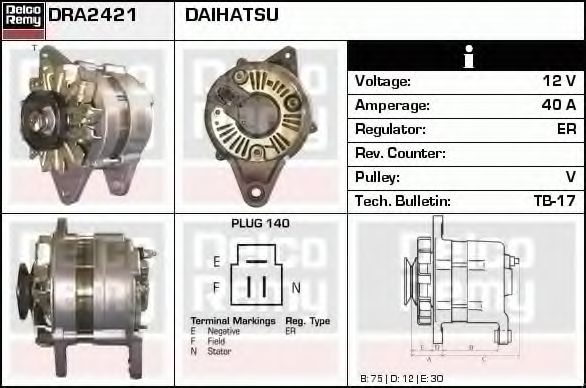 Imagine Generator / Alternator DELCO REMY DRA2421