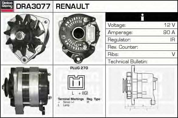 Imagine Generator / Alternator DELCO REMY DRA3077