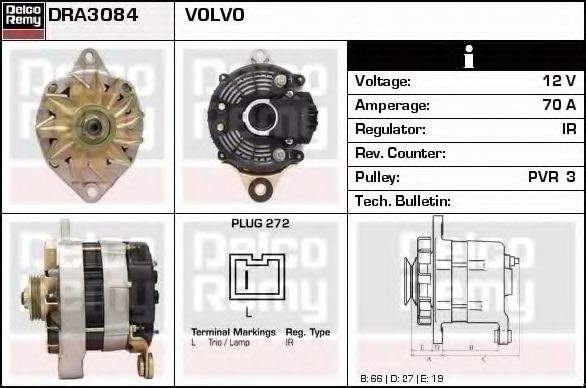 Imagine Generator / Alternator DELCO REMY DRA3084