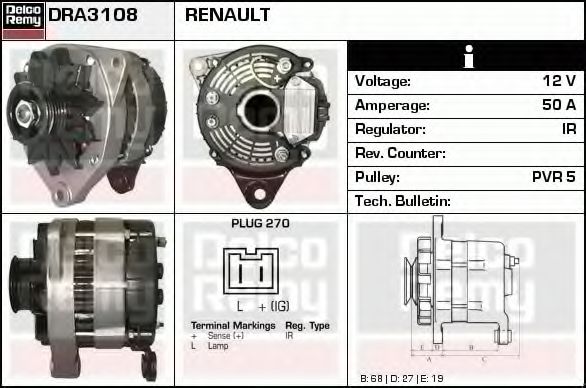 Imagine Generator / Alternator DELCO REMY DRA3108