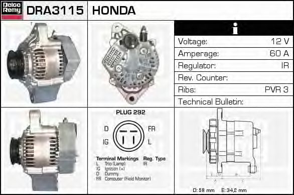 Imagine Generator / Alternator DELCO REMY DRA3115