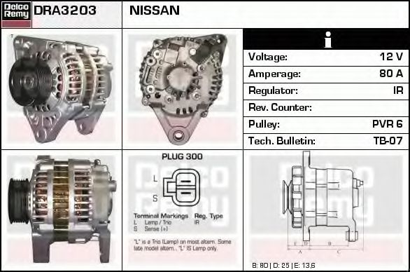 Imagine Generator / Alternator DELCO REMY DRA3203