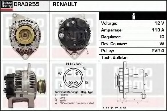 Imagine Generator / Alternator DELCO REMY DRA3255