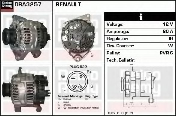 Imagine Generator / Alternator DELCO REMY DRA3257