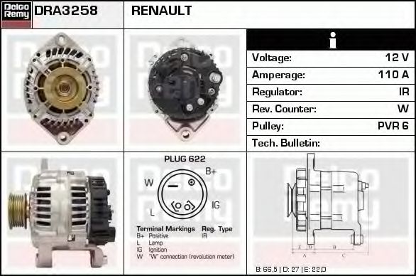 Imagine Generator / Alternator DELCO REMY DRA3258