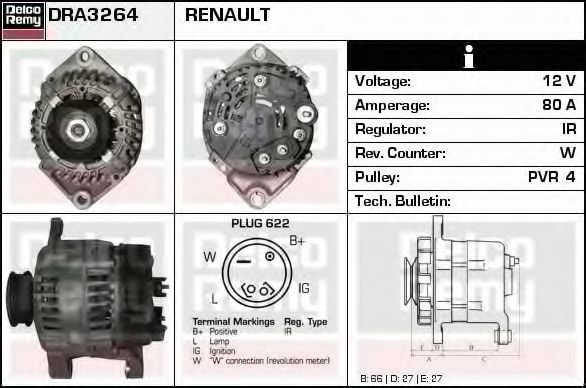 Imagine Generator / Alternator DELCO REMY DRA3264