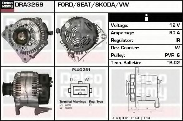 Imagine Generator / Alternator DELCO REMY DRA3269