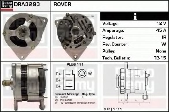 Imagine Generator / Alternator DELCO REMY DRA3293
