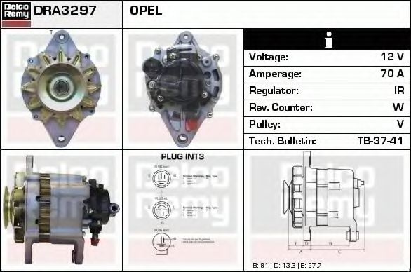 Imagine Generator / Alternator DELCO REMY DRA3297