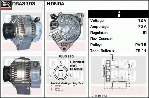 Imagine Generator / Alternator DELCO REMY DRA3303