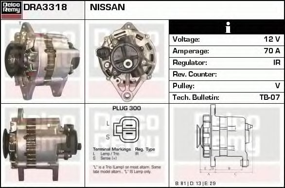 Imagine Generator / Alternator DELCO REMY DRA3318