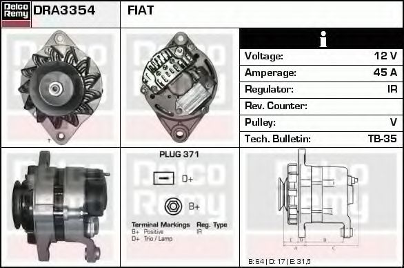 Imagine Generator / Alternator DELCO REMY DRA3354