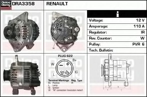 Imagine Generator / Alternator DELCO REMY DRA3358