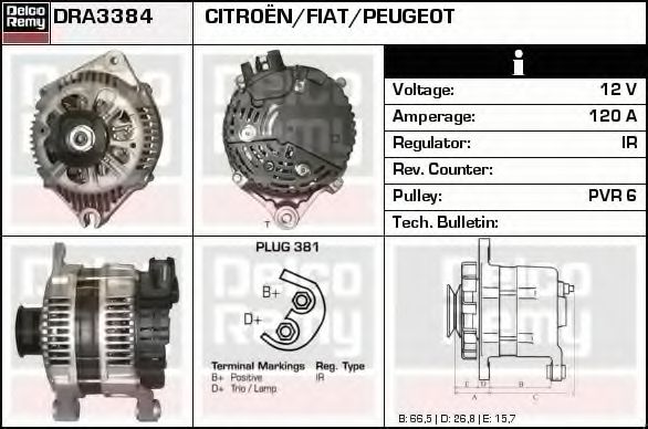 Imagine Generator / Alternator DELCO REMY DRA3384