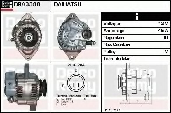 Imagine Generator / Alternator DELCO REMY DRA3388