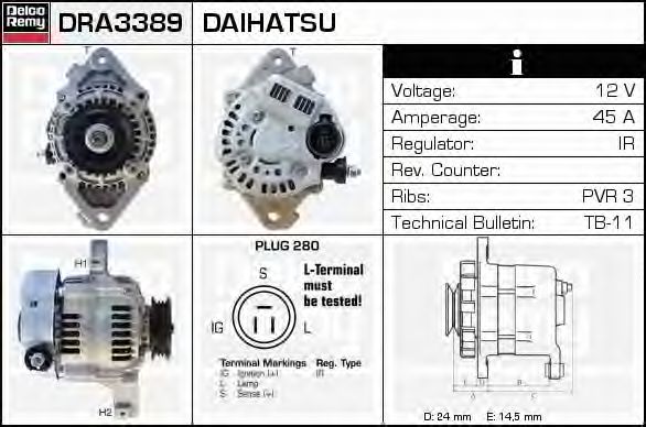 Imagine Generator / Alternator DELCO REMY DRA3389