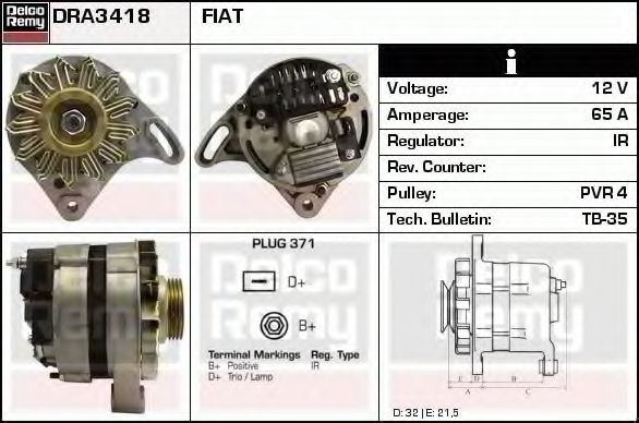 Imagine Generator / Alternator DELCO REMY DRA3418