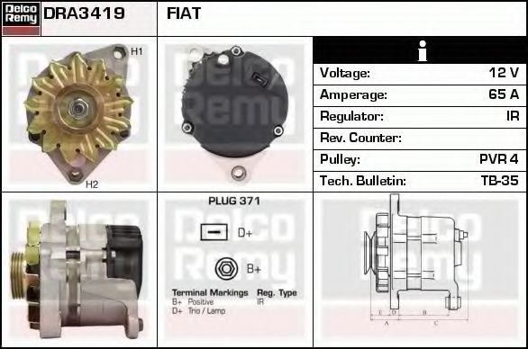 Imagine Generator / Alternator DELCO REMY DRA3419