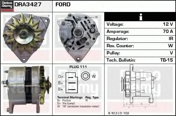 Imagine Generator / Alternator DELCO REMY DRA3427