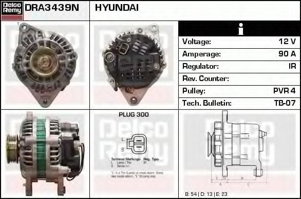 Imagine Generator / Alternator DELCO REMY DRA3439N