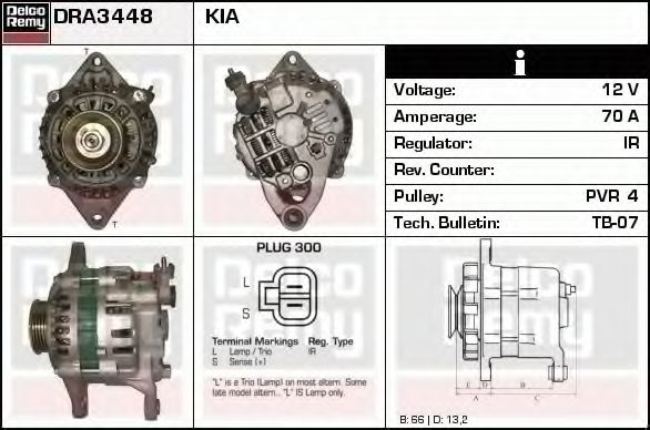 Imagine Generator / Alternator DELCO REMY DRA3448