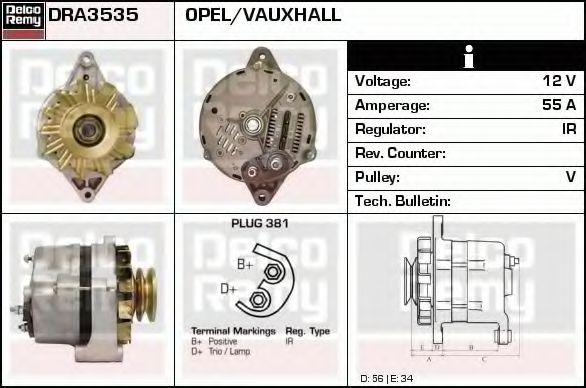 Imagine Generator / Alternator DELCO REMY DRA3535