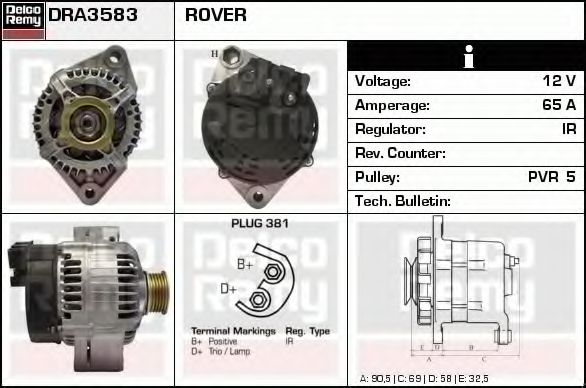 Imagine Generator / Alternator DELCO REMY DRA3583