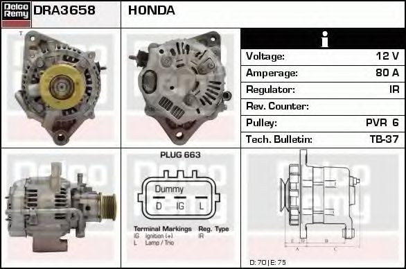 Imagine Generator / Alternator DELCO REMY DRA3658